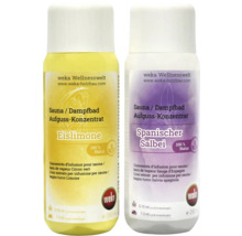 Deux flacons de concentré pour sauna : Citron vert et Sauge d'Espagne