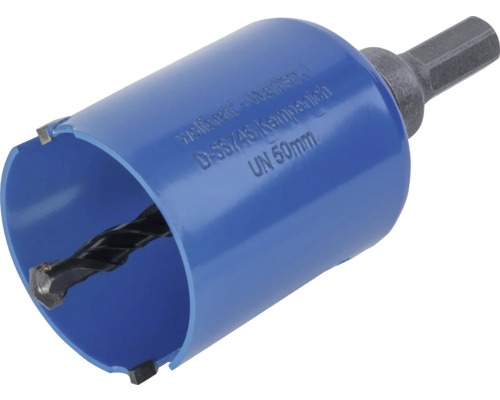 Universal Lochsäge Wolfcraft Hartmetall Ø 50 mm inkl. Schaft, Bohrer Wolfcraft Lochsäge mit Zentrierbohrer, 50 mm