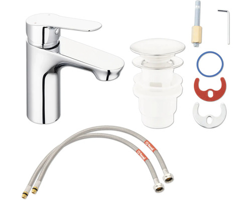 Waschtischarmatur mit Zubehör für die Installation