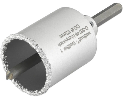 Couronne Wolfcraft métal dur Ø 53 mm avec tige, foret Scie cloche pour carrelage Wolfcraft de 53 millimètres de diamètre