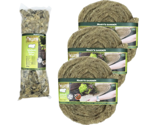 Schafwoll-Set 'Schneckenstopp' Videx mit 3x Schneckenstopp und 1x Gartenflocken Mary's Garden Schafwoll-Flocken und Schafwoll-Schneckenbremse im Set