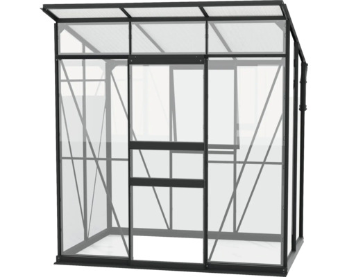 Gewächshaus mit Metallrahmen und transparenten Paneelen