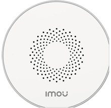 Logo IMOU sur un appareil rond avec un motif perforé