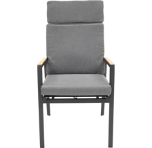 Chaise de jardin avec dossier haut et coussins gris