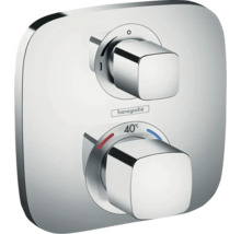 Hansgrohe Logo mit Duscharmatur und zwei Drehknöpfen zur Temperatureinstellung