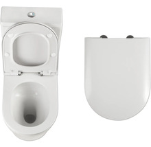 WC sur pied blanc avec abattant ouvert et fermé