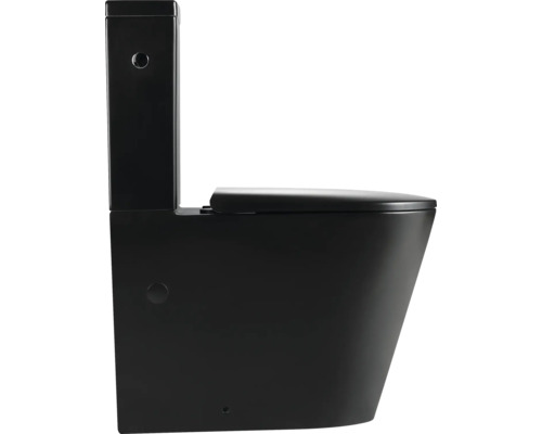 Schwarzes Stand-WC mit Spülkasten