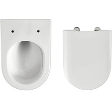 WC suspendu à fond creux avec abattant