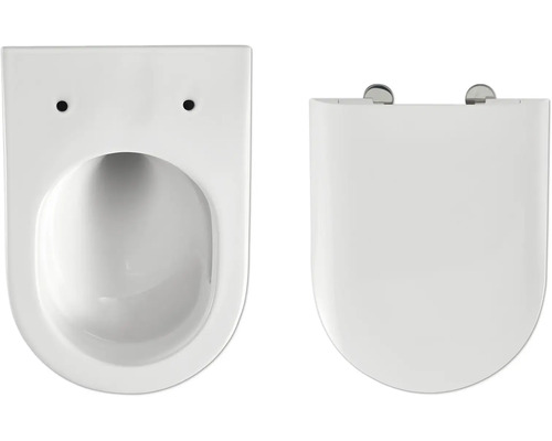 WC suspendu à fond creux avec abattant