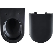 WC suspendu noir avec couvercle de toilette