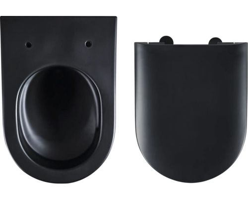 WC suspendu noir avec couvercle de toilette