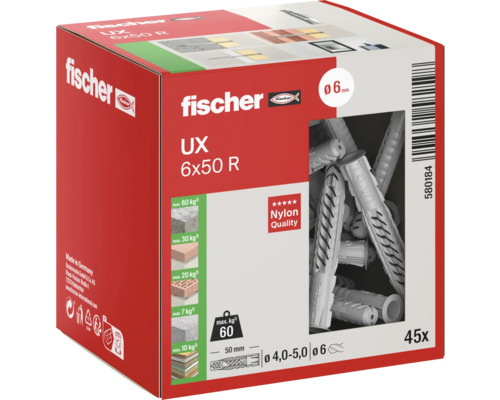 Fischer Cheville universelle UX 6x50 R, lot de 45