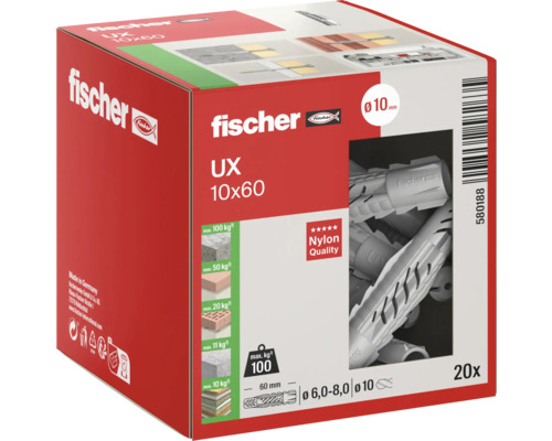 Fischer Universaldübel UX 10x60, 20 Stück, Verpackung