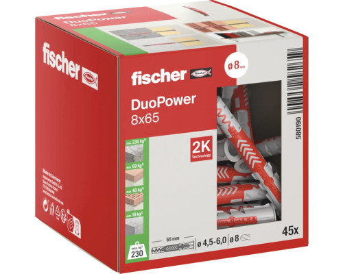 Fischer DuoPower 8x65 Dübel, 45er Packung