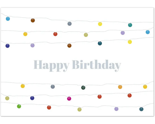 Carte de vœux Joyeux Anniversaire avec illustration de guirlande lumineuse
