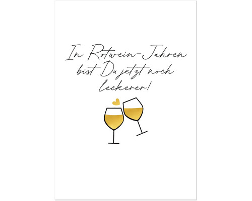 Illustration avec deux verres à vin et le texte : En années vin rouge, tu es encore plus délicieux maintenant !