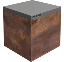 Geiger Sockel aus Stahl mit Rostoptik und grauer Abdeckung