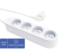 Multiprise blanche avec quatre prises et fiche pour l'intérieur