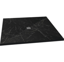 Receveur de douche rectangulaire avec structure en marbre et écoulement carré