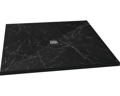 Receveur de douche rectangulaire avec structure en marbre et écoulement carré