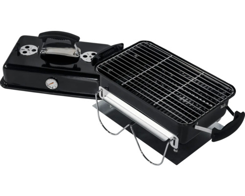 Gril à charbon de bois portable avec grille et affichage de la température