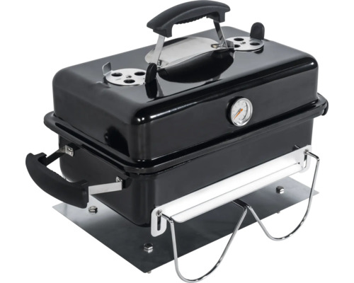 Gril à charbon de bois portable avec thermomètre et poignée de transport