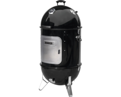 Gril vertical noir Tenneker avec affichage de la température et porte de couleur argentée