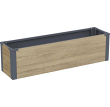Rechteckiger Hochbeet Blumenkasten aus Metall und Holzoptik Paneelen für den Garten