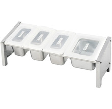 Gewürzspender mit vier Behältern und Deckeln