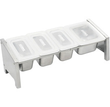 Edelstahl Behälter mit vier Einsätzen und Deckeln