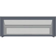 Fenêtre haute rectangulaire avec cadre en métal et panneau alvéolaire à nervures horizontales pour montage mural.
