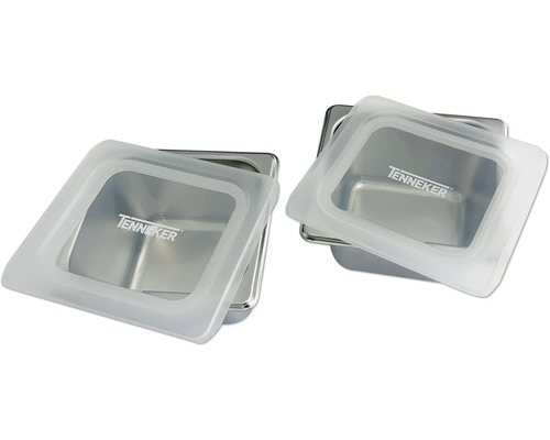 Edelstahlbehälter TENNEKER GN 1/6 Zwei Edelstahlbehälter mit durchsichtigem Deckel und Tenneker Logo