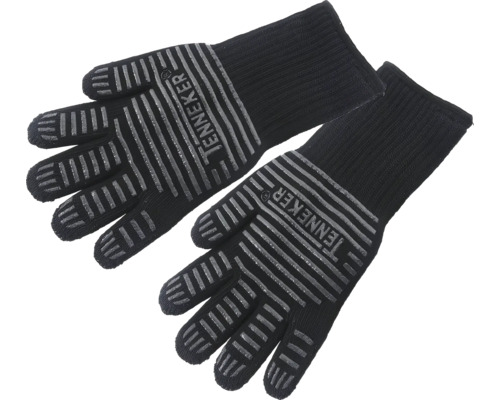 Une paire de gants noirs JENNEKER avec rayures et revêtement antidérapant