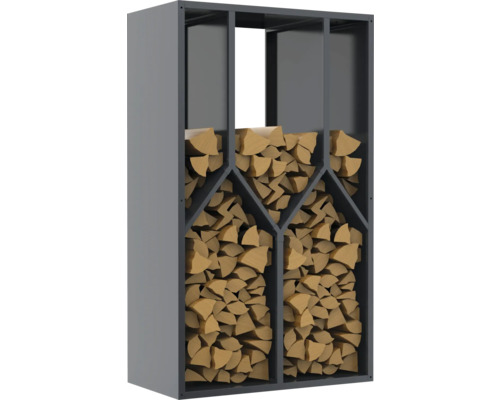 Kaminholzunterstand WESTMANN Castra B 95 x 50 x 160 cm anthrazit Holzregal gefüllt mit Brennholz
