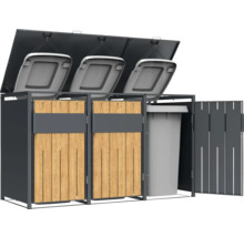 Mülltonnenbox für drei Mülltonnen mit Holzverkleidung und Deckel