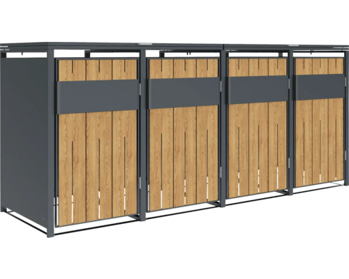 Mülltonnenbox mit Holzverkleidung für drei Mülltonnen