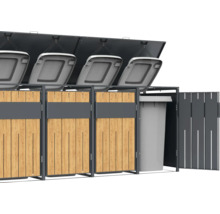 Mülltonnenbox für vier Mülltonnen mit Holzverkleidung und Deckel