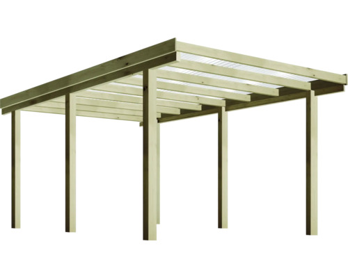 Holzcarport mit durchscheinendem Dach