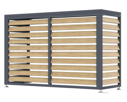Mülltonnenbox mit Lamellen aus Holz