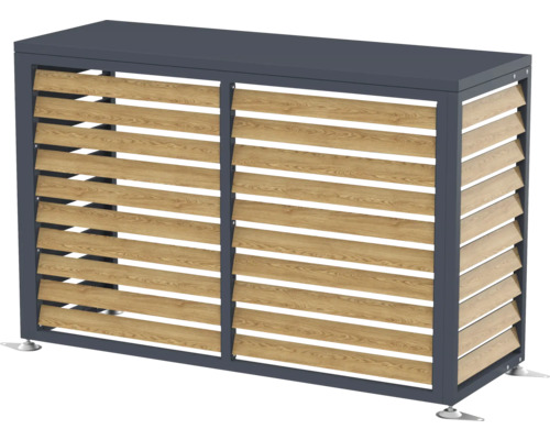 Wärmepumpenverkleidung WESTMANN Boxa M 140 x 56 x 97 cm anthrazit-holz Mülltonnenbox mit Holzlamellen für den Aussenbereich