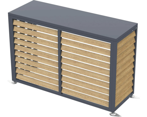 Mülltonnenbox mit Lamellen aus Holz