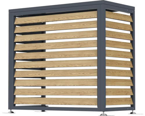 Mülltonnenbox mit Lamellen aus Holz