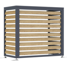 Mülltonnenbox aus Metall mit Holzlamellen