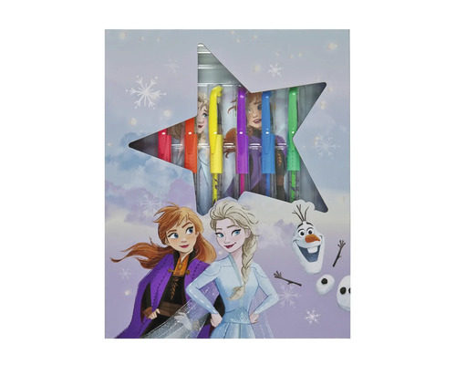 Set de marqueurs La Reine des Neiges dans un emballage avec des illustrations d'Anna, d'Elsa et d'Olaf