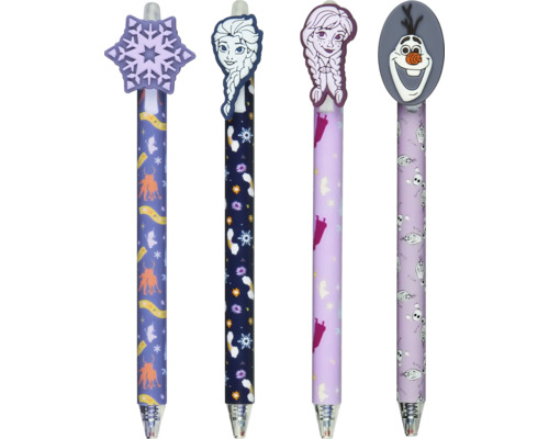 Quatre stylos avec des personnages du film La Reine des neiges