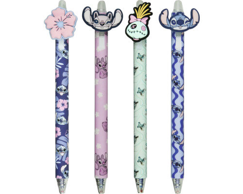 Quatre stylos avec des motifs Disney Lilo et Stitch
