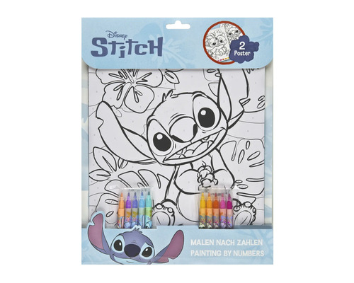 Set de peinture par numéros avec motif Disney Stitch et deux posters