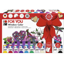 Marabu For You Window Color Set mit Fensterfarben, inklusive Malfolie und Strasssteinen