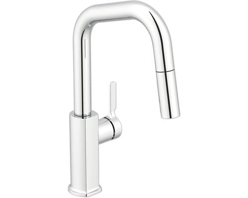 Küchenarmatur mit hohem Auslauf und herausziehbarer Brause