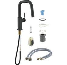 Küchenarmatur mit Zubehör und Anschlussschläuchen